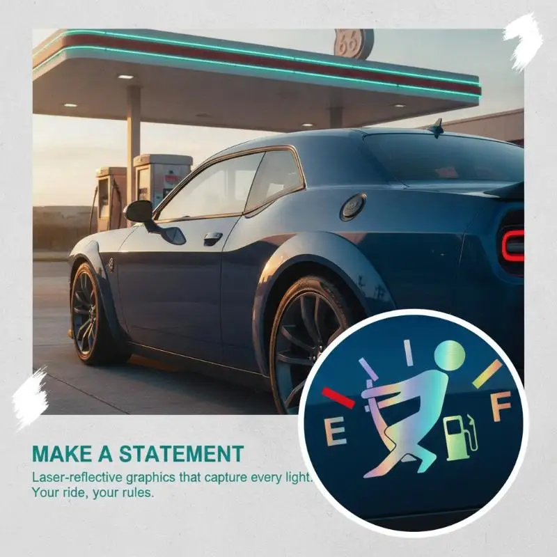 Car Fuel Tank Cap Sticker Creative Cartoon Pointer Reflective Decals Refueling Cover Exterior Decor Automobile Accessories
