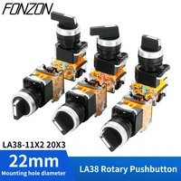 22mm LA38-11X2 20X3 interruptor Selector 1NO1NC/2NO/2NC 2/3 interruptores giratorios de engranaje interruptor de perilla autobloqueo/enganche momentáneo de reinicio automático