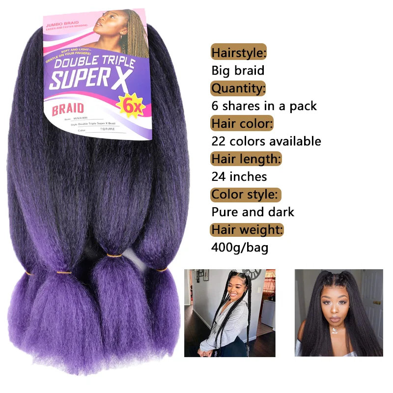 Yaki Straight Synthetic 24Inch Hair Extensions Jumbo Braids Pre Stretched Blonde Ombre Easy Braiding Crochet Hair Saisity