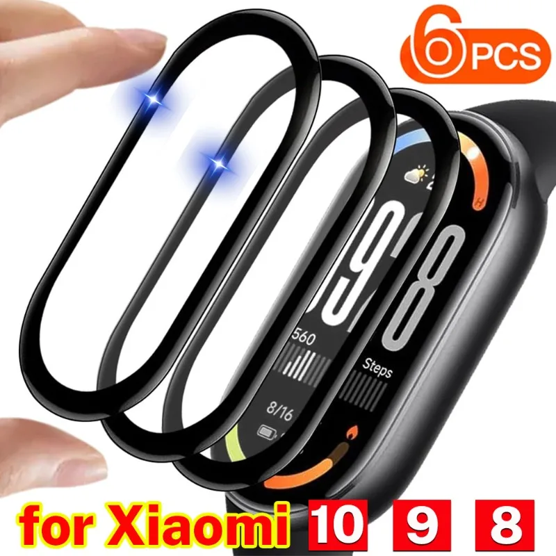 3D Curved Screen Protector for Xiaomi Mi Band 10 9 8 Protective Film HD Coverage Anti-scratch Film for Mi Band 10/9/8 Pro Active