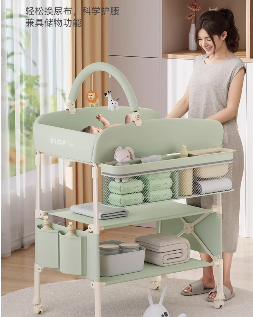 Newborn baby diaper table Care table Baby diaper change massage bath touch table Foldable mobile crib