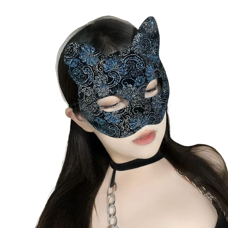 Maska na Halloween Półmaska Kotka Cosplay Maskarada Impreza Seksowna Maska na Oczy Woalka Zakrywająca Twarz Rekwizyty Damskie Męskie Kobieta Fnaf Kobiety