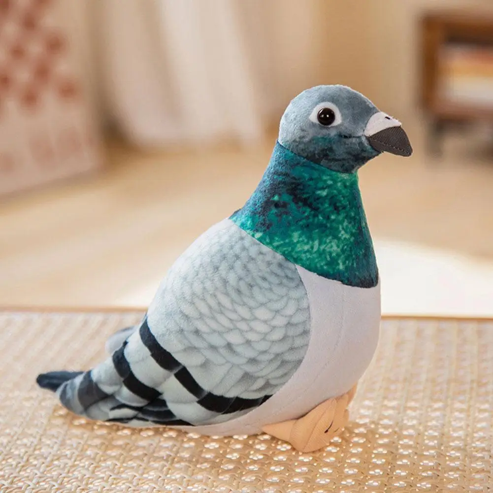 High Quality Realistic Pigeon Plush Toys Soft Lifelike Grey And White Pigeons Birds Stuffed Animal Toy Collection And Gifts