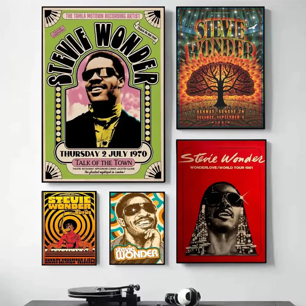 S-Stevie W-Wonder Painting Calligraphy Self Adhesive Wall Art Waterproof Print For Bedroom Living Room Hallway Home Decor