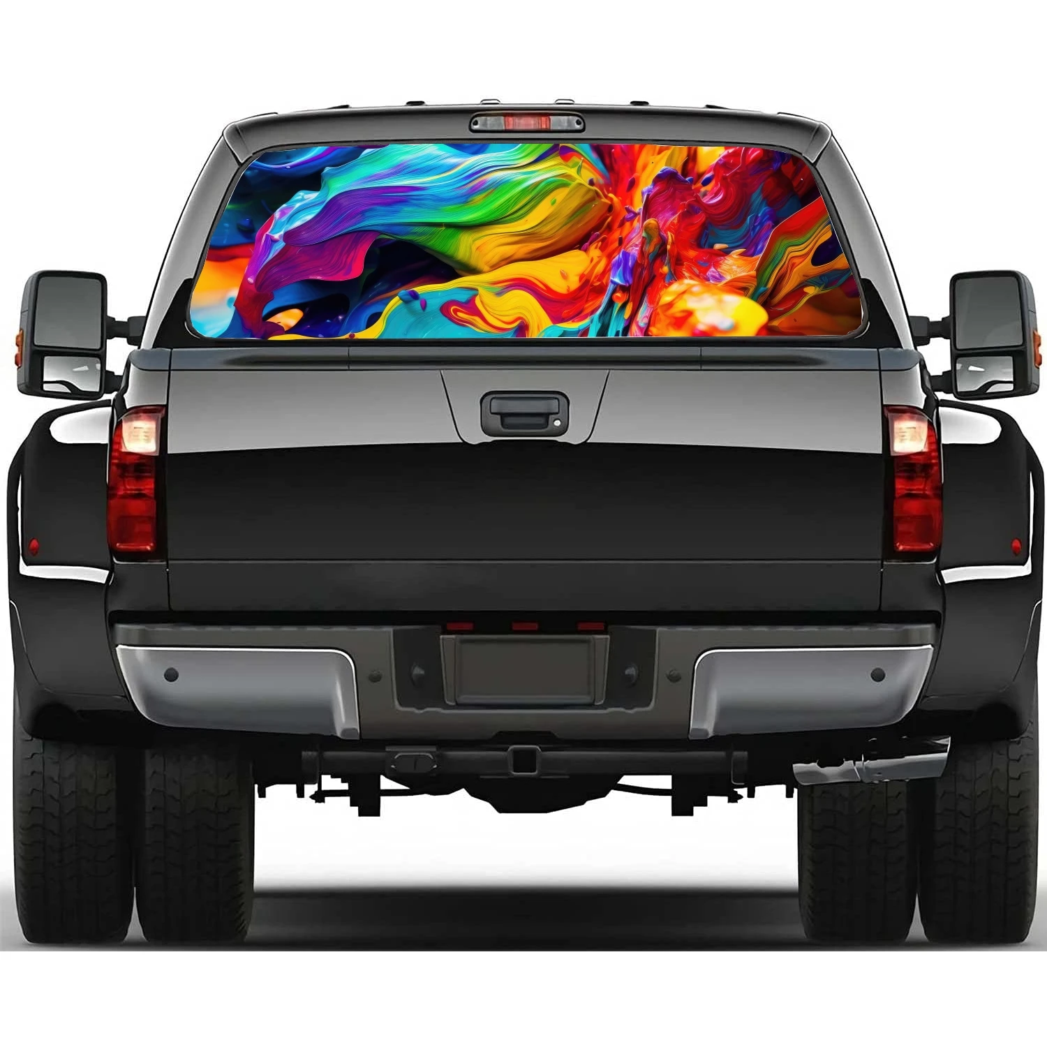 Abstract Pigment Graffiti Car Rear Windshield Sticker Truck Window See Through Perforated Back Window Vinyl Decal Decoration