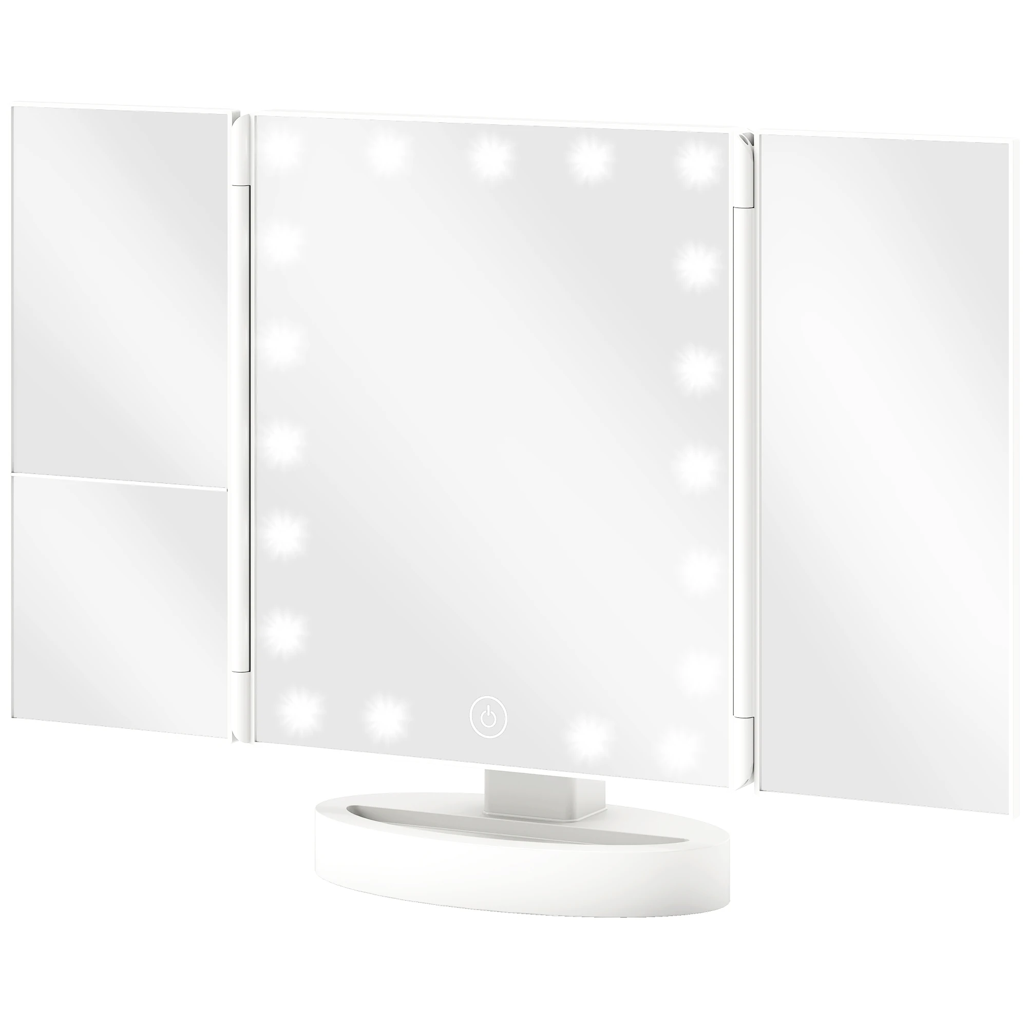 HOMCOM Makeup Mirror with Light, Triple Vanity Mirror with 1x/2x/3x Magnification, 180° Free Rotation, 21 LED Lights,