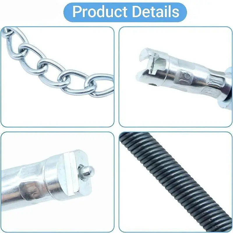 【BA】Flex Shaft Sewer Descaling Chain Metal 16MM Dual Chain Pipe Cleaning Tool Kitchen Sink Bathroom Tub Drain Cleaner