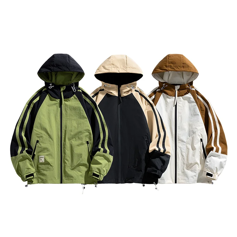 Ueteey Windbreaker Windproof Men Jacket Waterproof Casual Hiking Outdoor 2024 New Camping Hooded Thin Oversize Street Male Coat