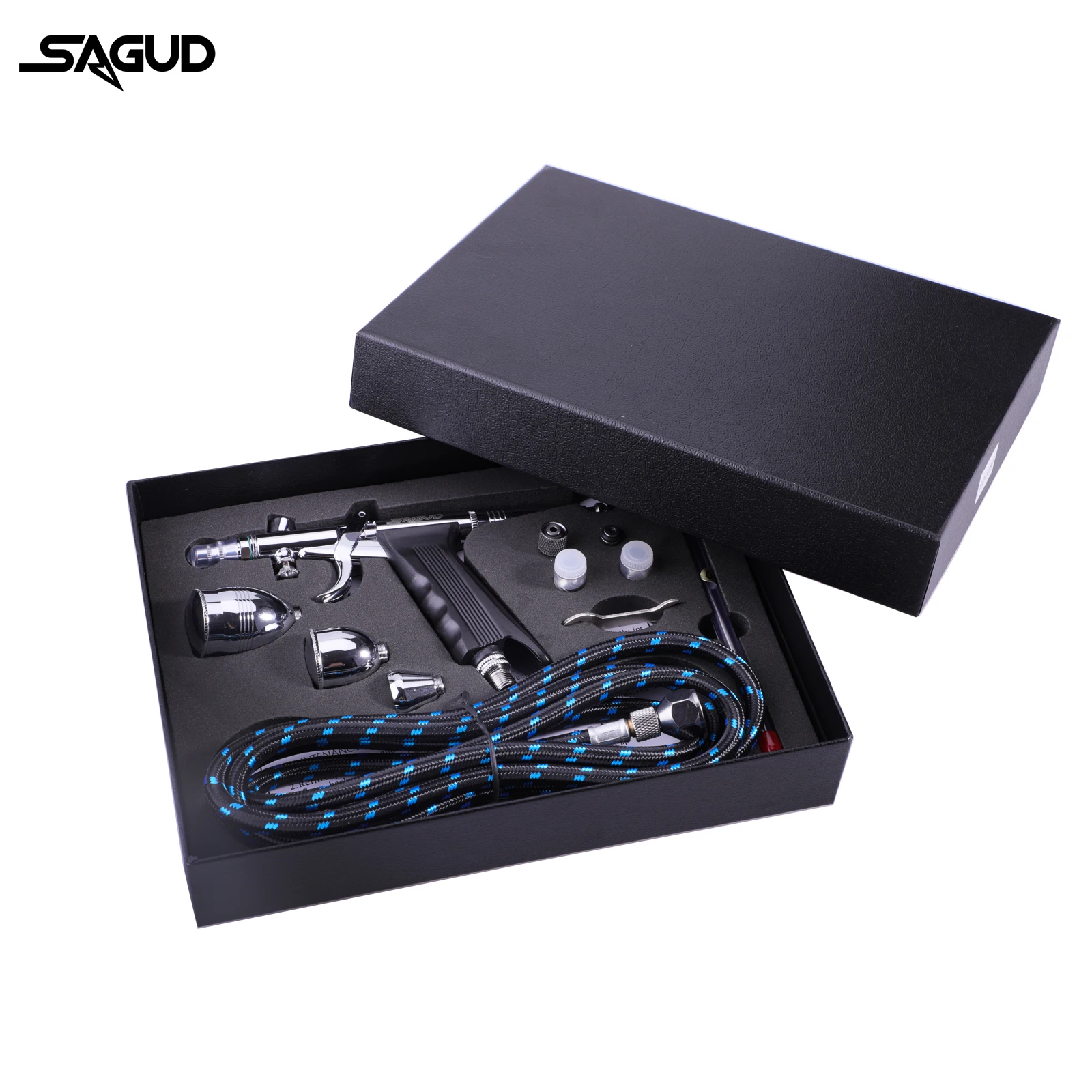 SAGUD Professional Airbrush Kit 0.3/0.5/0.8mm Nozzle Needle Accessories Suitable for Nail Art Tattoo Car Model Spray Painting