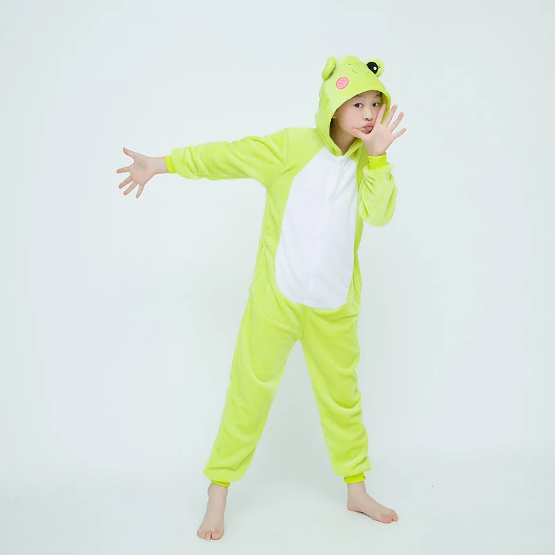 Kigurumi Cute Frog Onesies Kids Children Animal Jumpsuit Girls Boys Pajamas Anime Cosplay Costumes For Christmas Halloween Party