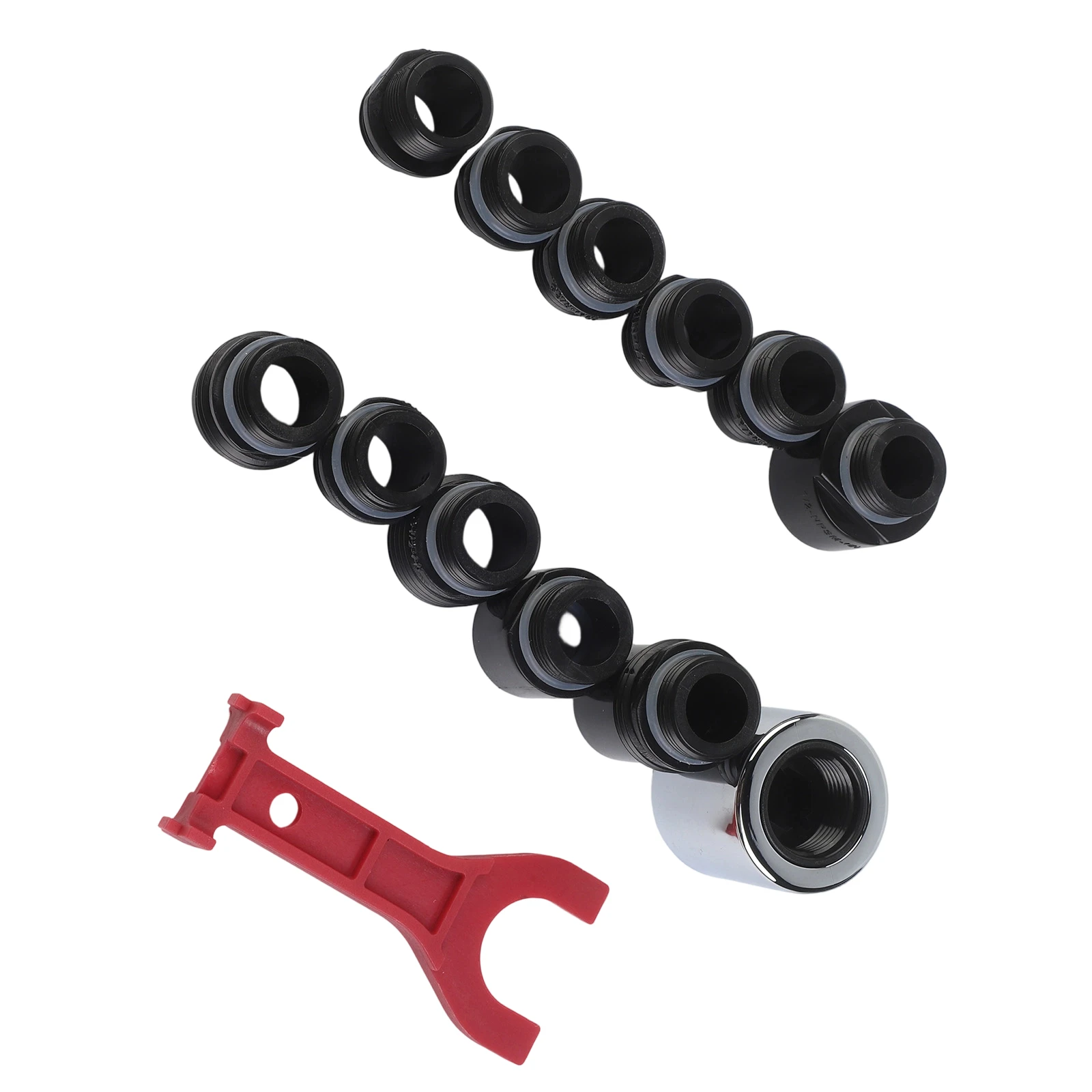 All Purpose Pull Out Faucet Adapter Kit 12 Pieces Including Multiple Thread Sizes for Kitchen Faucet Connector Replacement