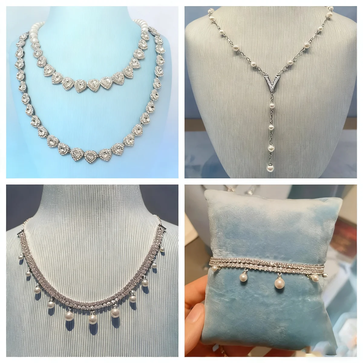 

Оригинальный комплект изысканных свадебных украшений 2025 года, очаровательные серебряные серьги в форме сердца с кристаллами, роскошное жемчужное ожерелье, серьги в подарок для женщин