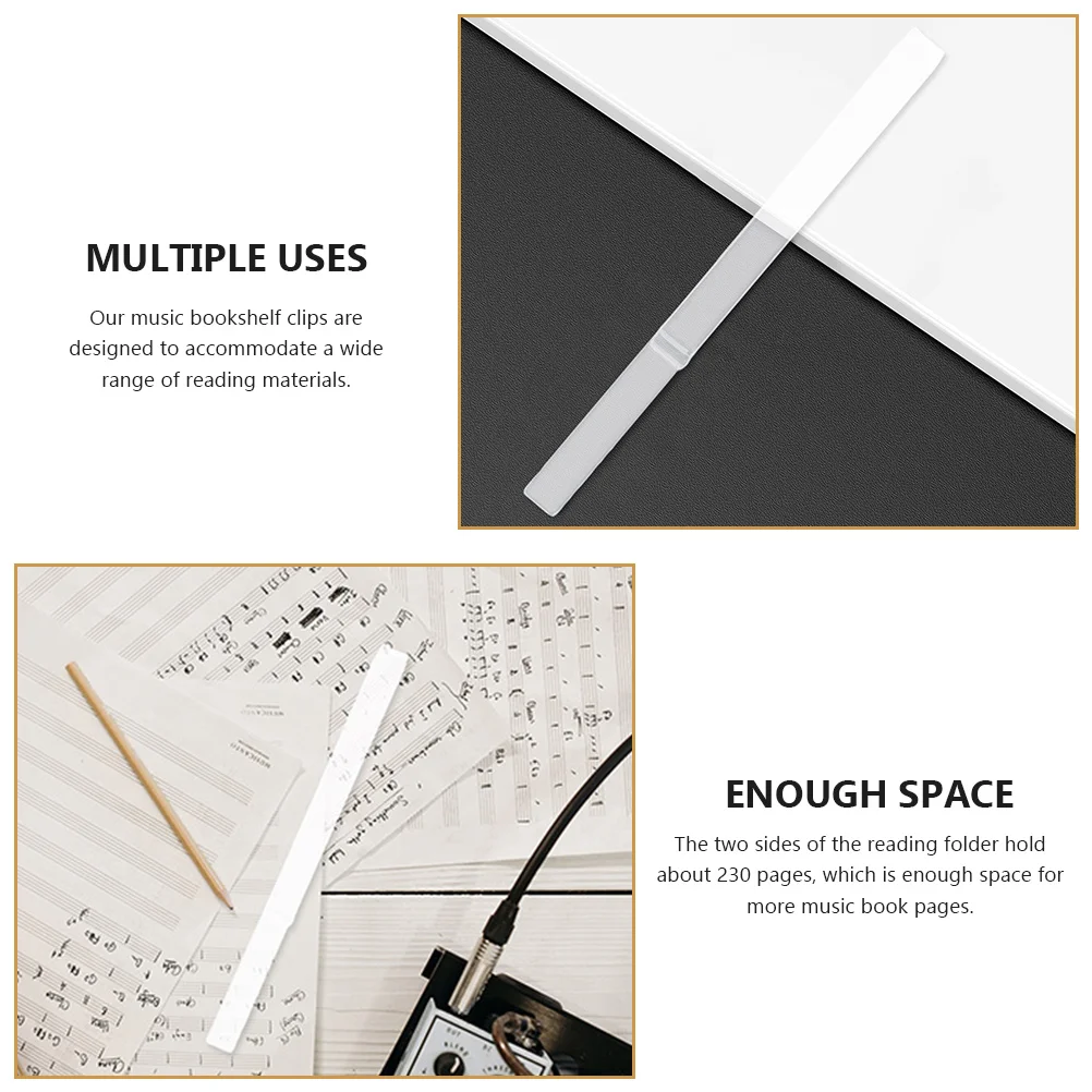 

2 Pcs Sheet Music Clip Practical Memo Acrylic Book Page Note Clamp Holder Simple