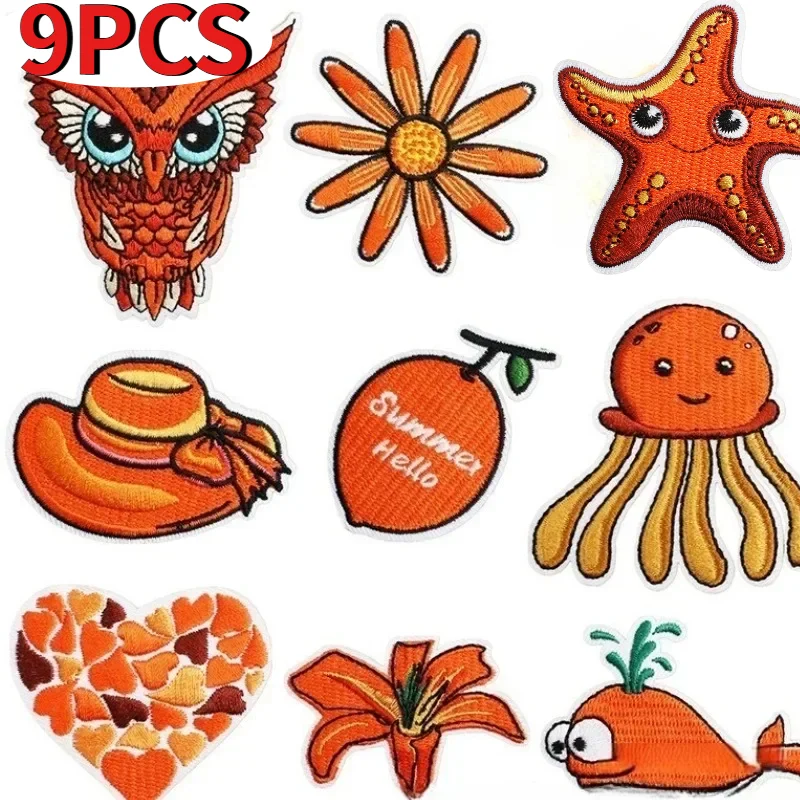 10PCS Wholesale Patches Cartoon Animal Set of Embroidered Patch Clothing Whale Lots of Jellyfish Starfish Ironing Sewing DIY