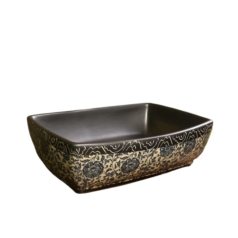 

Blue and white high temperature retro basin ceramic Chinese art basin antique face wash