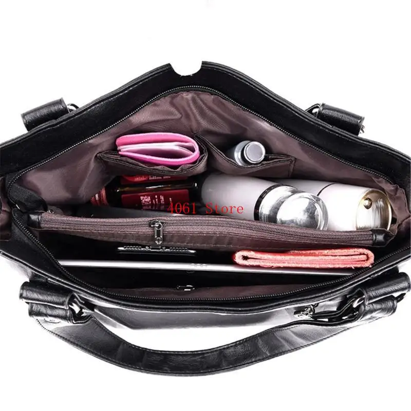 حقيبة كروس للنساء بمقبض علوي وحقائب يد من جلد البولي يوريثان مع حقائب كتف بحزام قابل للتعديل