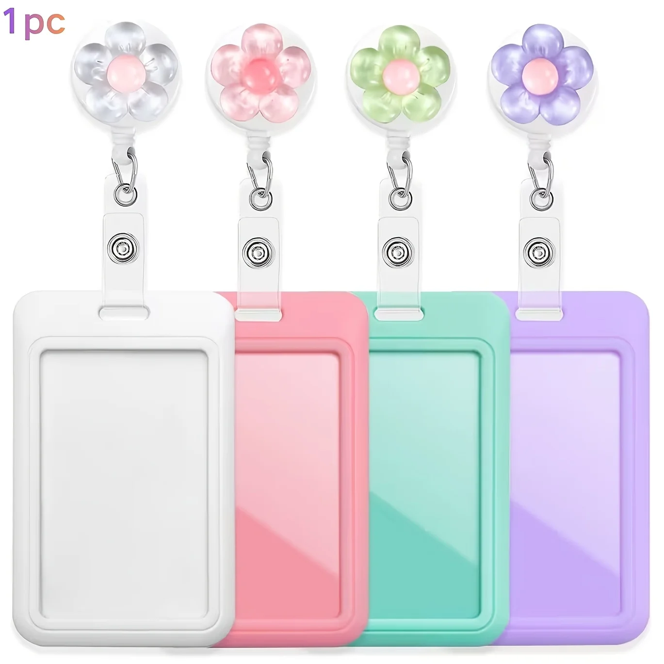 Cute Flower Nurse Badge Reel 2D Resin Five-Petal-Flavor ID Holder Clip Fits Passports & Transit Cards - Gift for Nurses