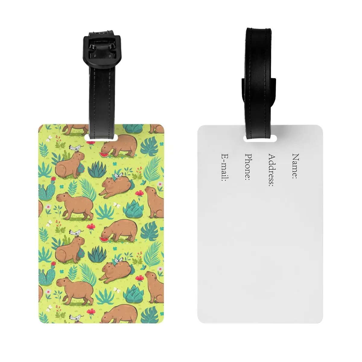 Custom Schattig Dier Capybara Bagagelabel Met Naam Kaart Privacy Cover Id Label Voor Reistas Koffer