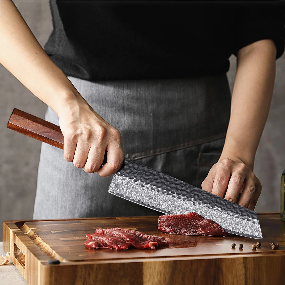 Couteau de Chef Kiritsuke japonais de 8.2 pouces, en acier damas, coupe tranchante, couperet à viande et légumes, couteaux de cuisine professionnels forgés à la main
