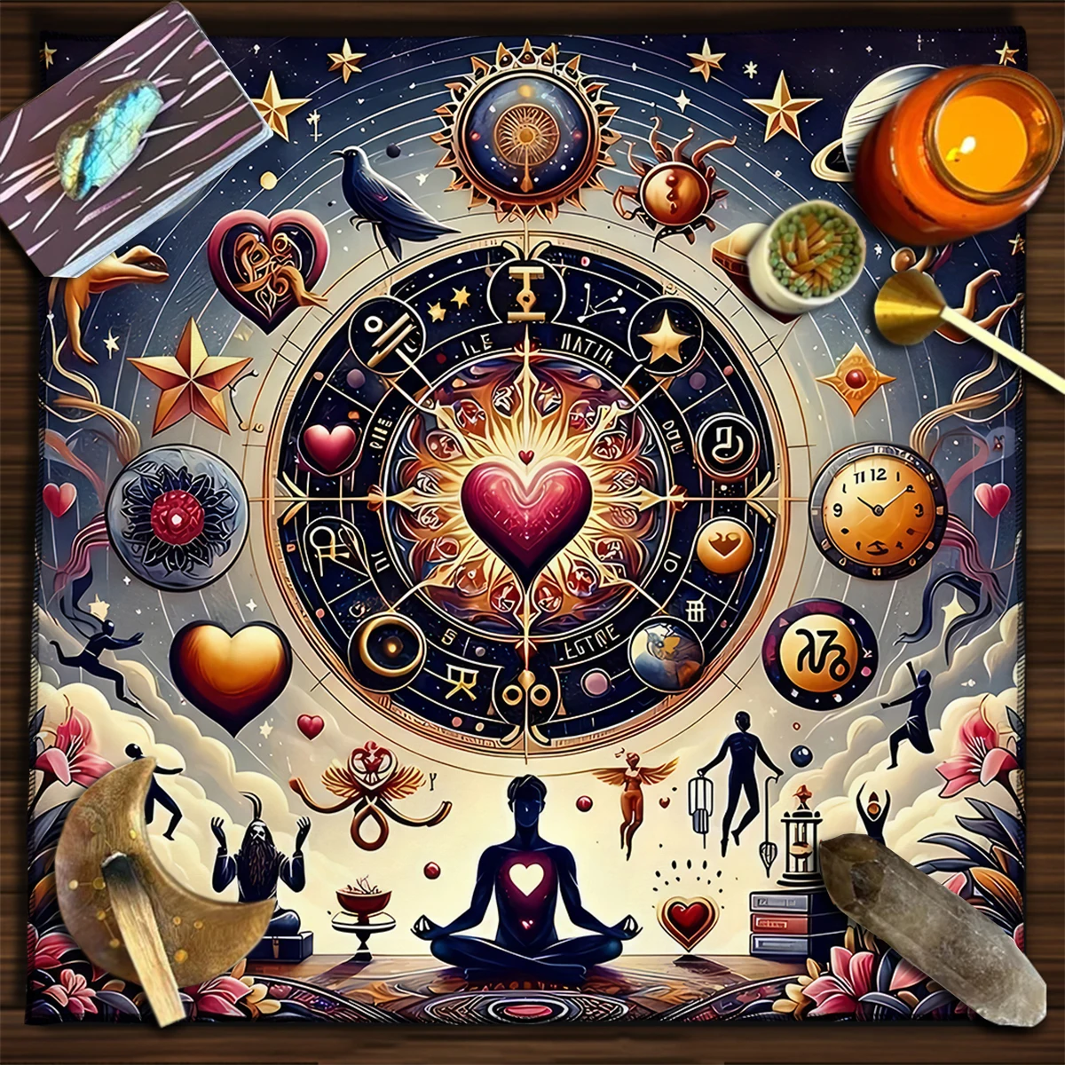 Celestial Cosmic Altar Cloth Mystical Astrological Tarot Tablecloth Ritual Cloth For Meditation Tarot Mat Witchy Home Decor