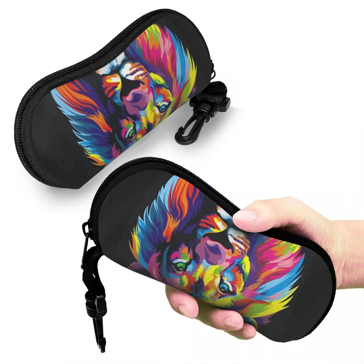 

Banksy Rainbow Lion Graffiti Pop Art Painting Shell Glasses Case Protector Sunglasses Box Women Men Soft Eyeglasses Bag Pouch
