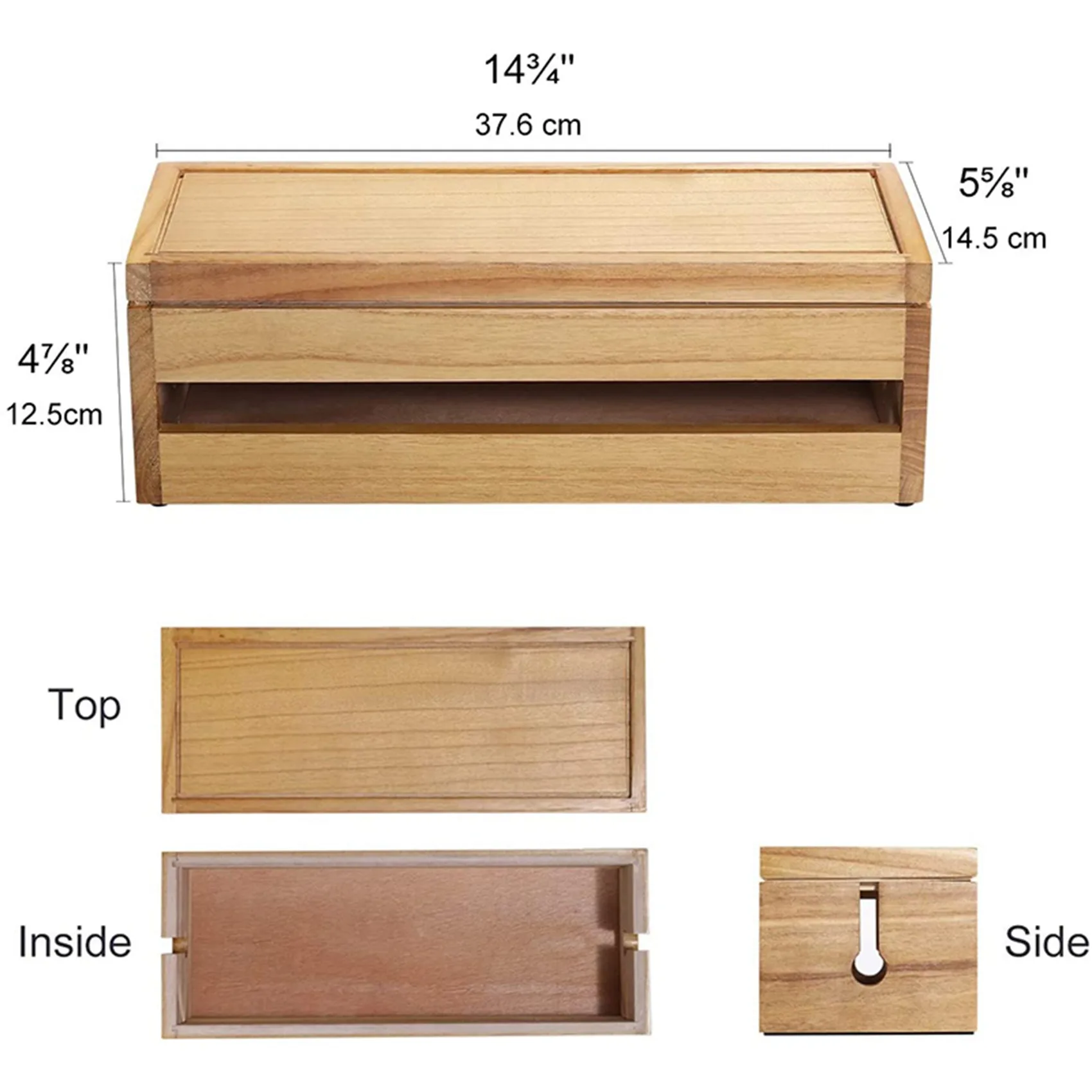 ABRI-2X Cable Management Box Wooden Cord Organizer Box For Extension Cord Power Stripe Surge Protector Wire (Wood Color)