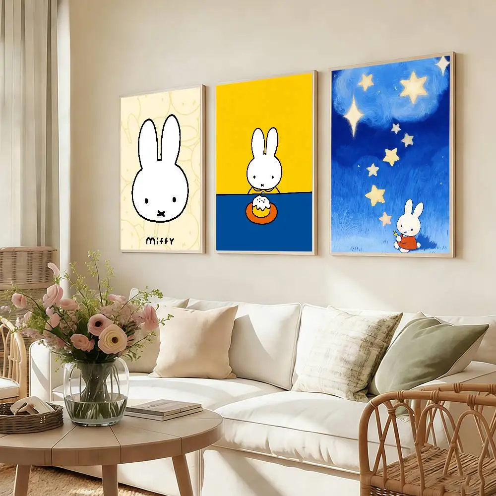 Cute M-MiffyS-ES Cartoon Poster Stickers Art Print Retro Vintage Wall Decor HD Living Room Home Office Gift Occasion