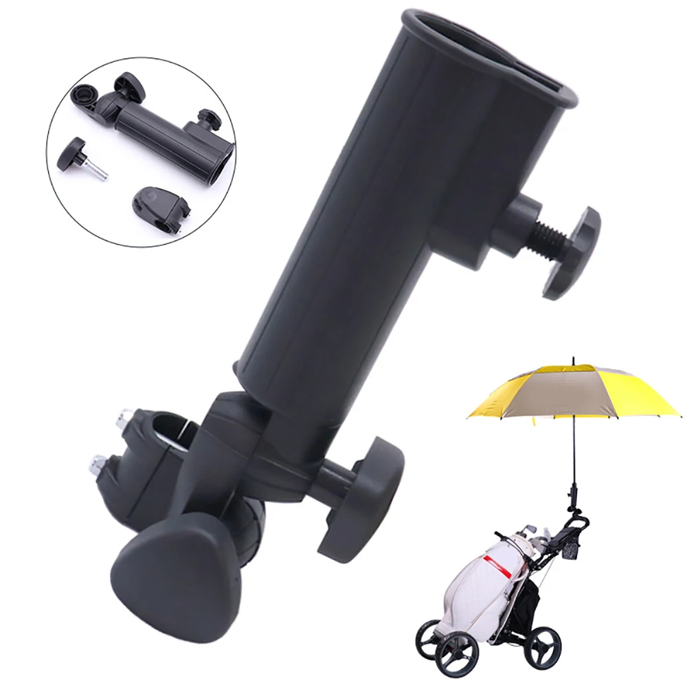 

Black Universal Golf Umbrella Holder Adjustable Stand Clamp Trolley Umbrella Clip Mounting Bracket Accessory Wheelchair