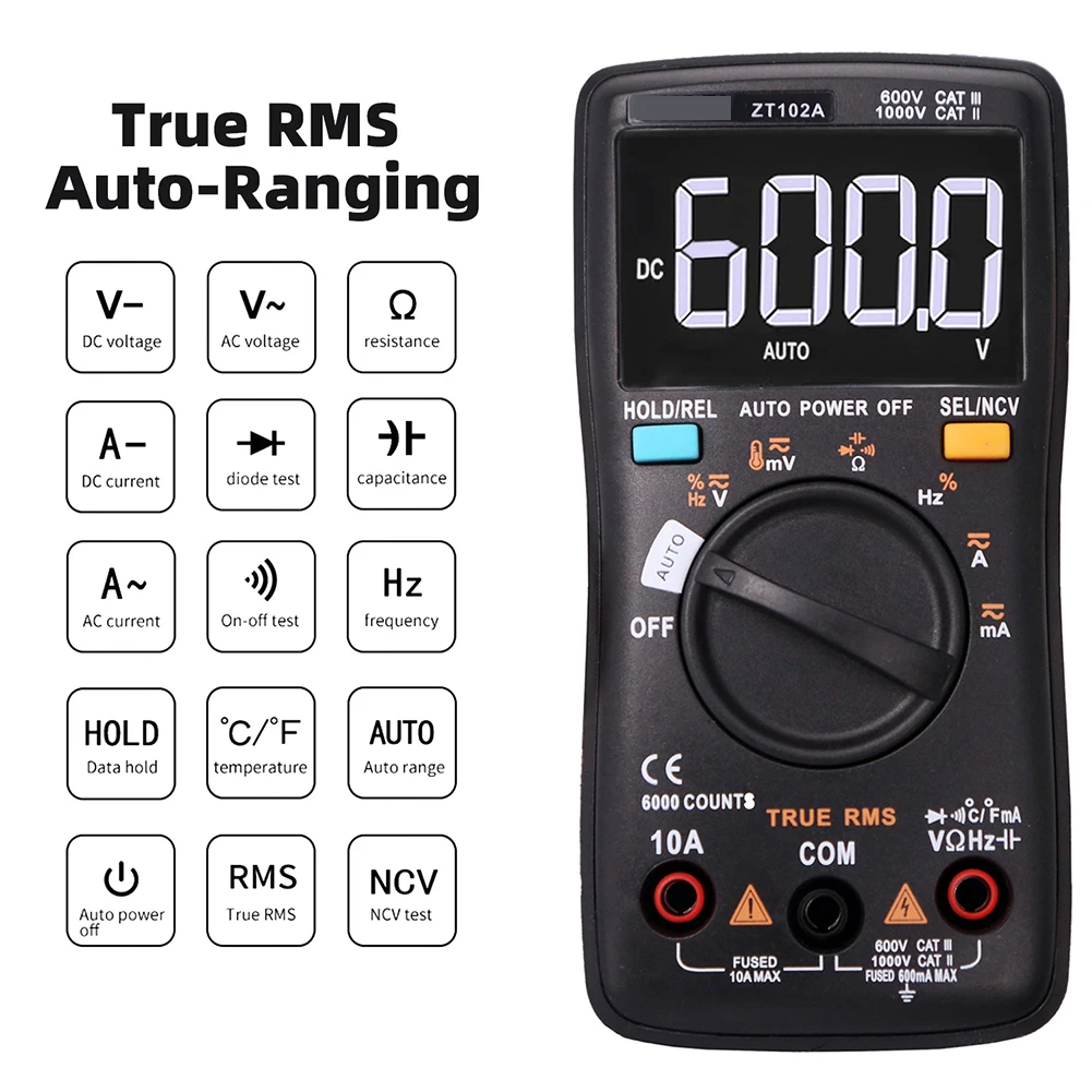 Digital Multimeter ZT102A with 130x65x32mm Dimensions Lightweight Build and Integrated Safety Features for Daily Use
