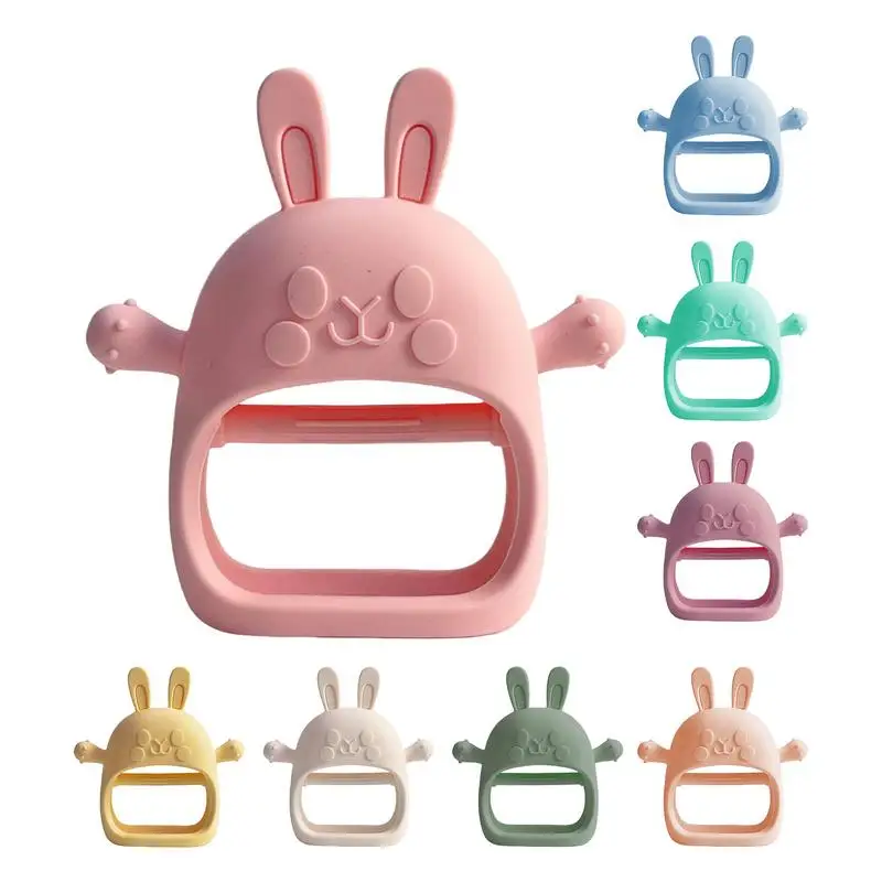 Rabbit Teether Toy Bunny Design Children Teeth Grinding Toy Food Grade Silicone Animal Teether For Babies 3-12 Months Teething