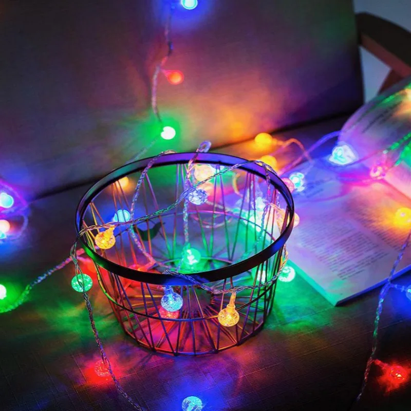 

10/20/40/80 LED Fairy Lights 1.5M 3M 6M 10M LED Crystal Ball Garland String Lights Flash Indoor Holiday Lamp Battery Operated