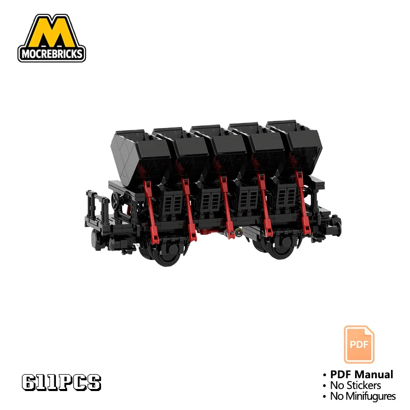 MOC 8w German Style Dump Hopper Train Wagon Building Blocks Railway Heavy Freight Carriage Construction Bricks Toy Gift Adults