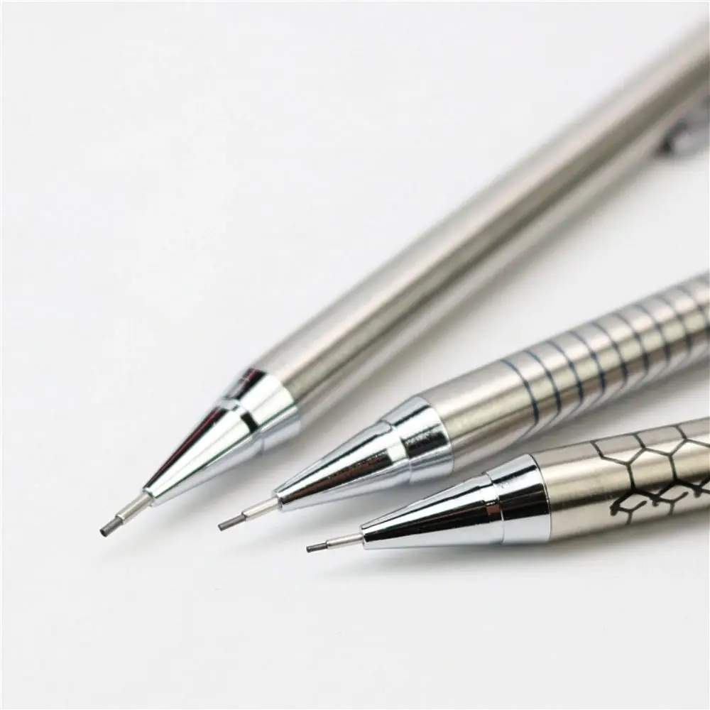 Creative Silver Metal Mechanical Pencil 0.3/0.5/0.7/0.9mm Automatic Pencil Sketch Comics Design Propelling Pencil Writing Tool