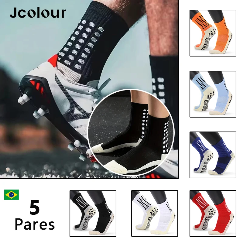 5 Pares, Meia antiderrapante futebol，respirável，confortável， Meias esportivas，Meias de corrida，Meia de poliamida