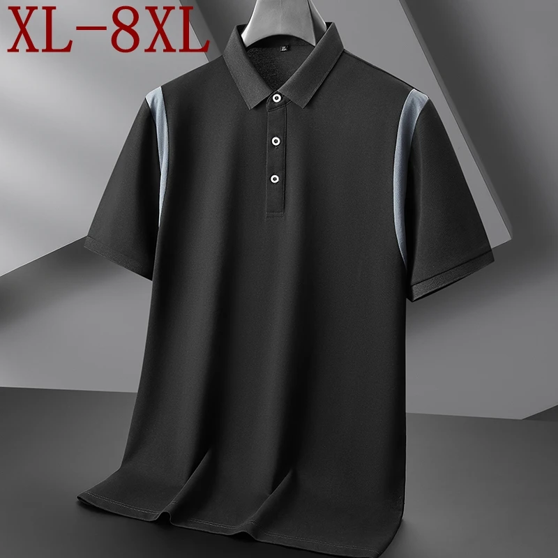 

8XL 7XL 6XL New Summer Fashion Shirts For Men Tops High End Casual Cotton Mens Polo Shirt Short Sleeve Lapel Loose T-Shirts Man