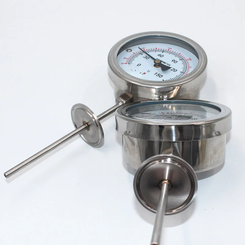 

Bimetallic Thermometer WSS-414 Sanitary Flange Card Disc Thermometer Quick Installation Thermometer Clamp Type