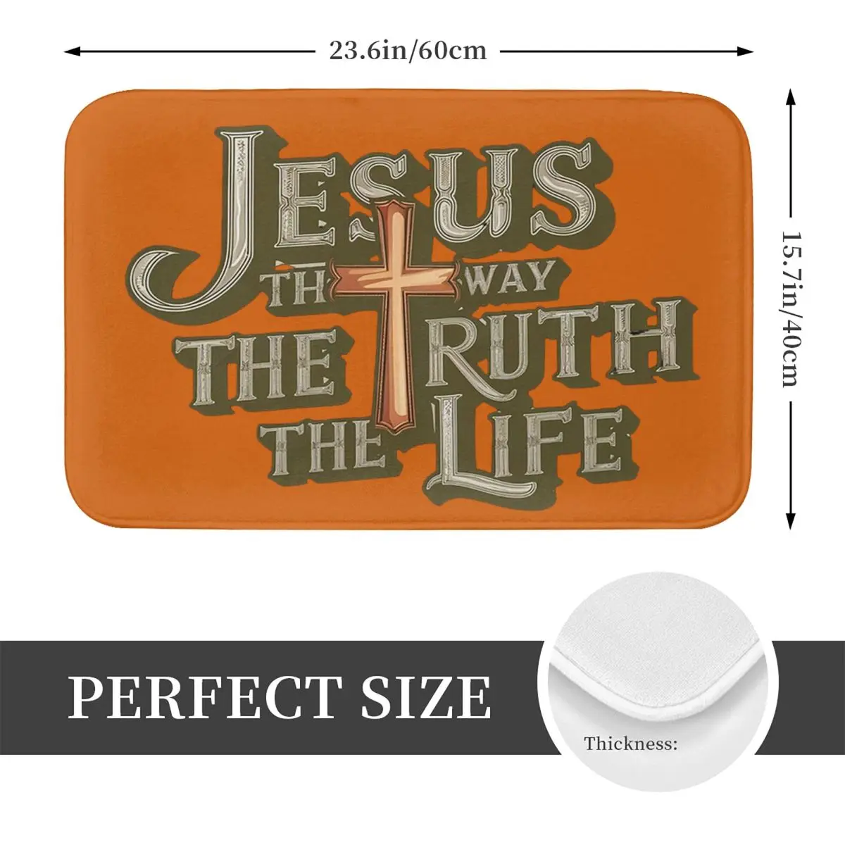 Jesus The Way The Truth The Life Non-slip Doormat Floor Mat Dust-proo Carpet Rug for Kitchen Entrance Home Bedroom Footpad Mats