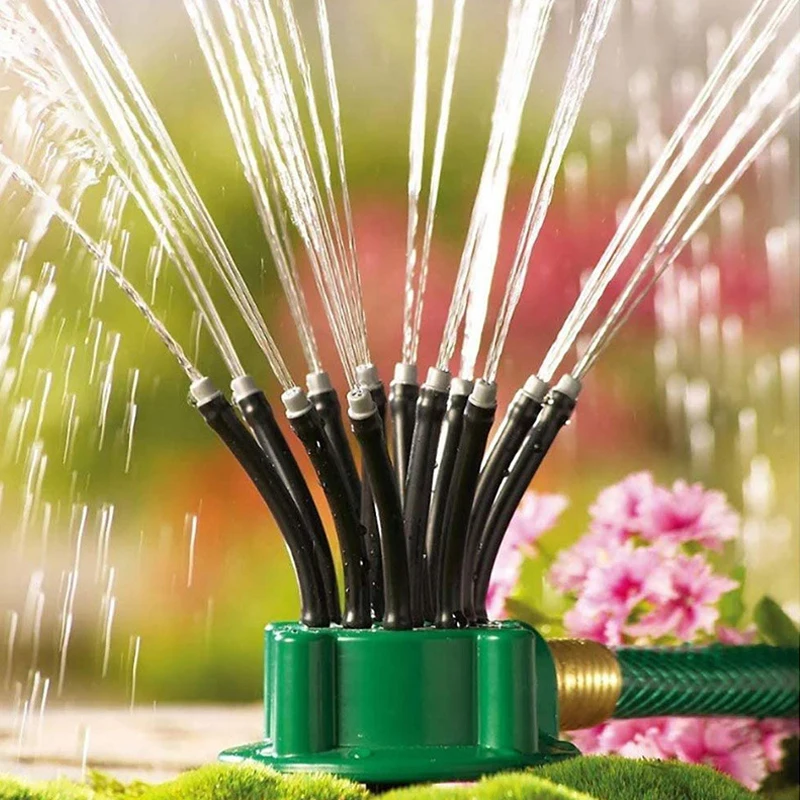 Garden Sprinkler 360 Degree Automatic Multi-Head Watering Sprinkler Gardening Irrigation Tool Flower Sprinkler Nozzle