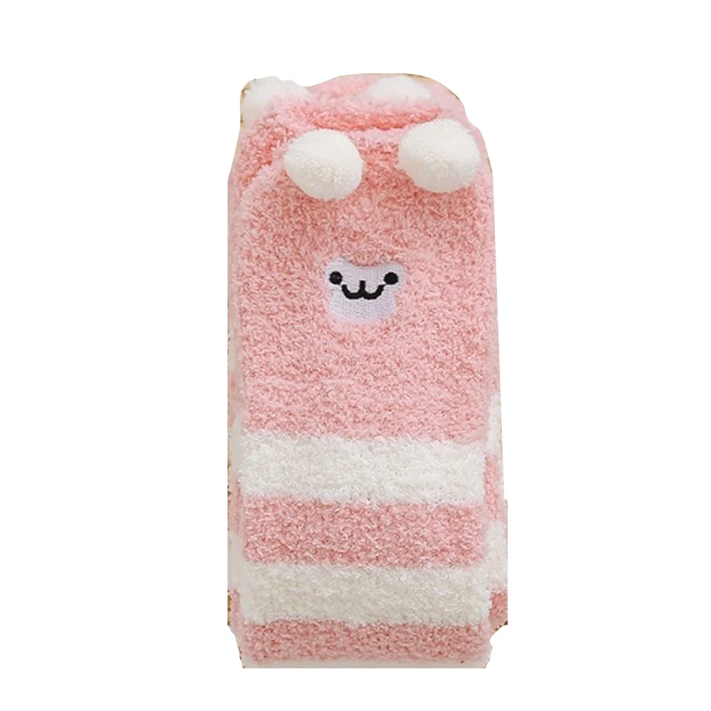 

Sweet Striped Over-knee High Socks Bear JK Calf Snow Scoks Thicken Hosiery Coral Fleece Stockings Children Stocking