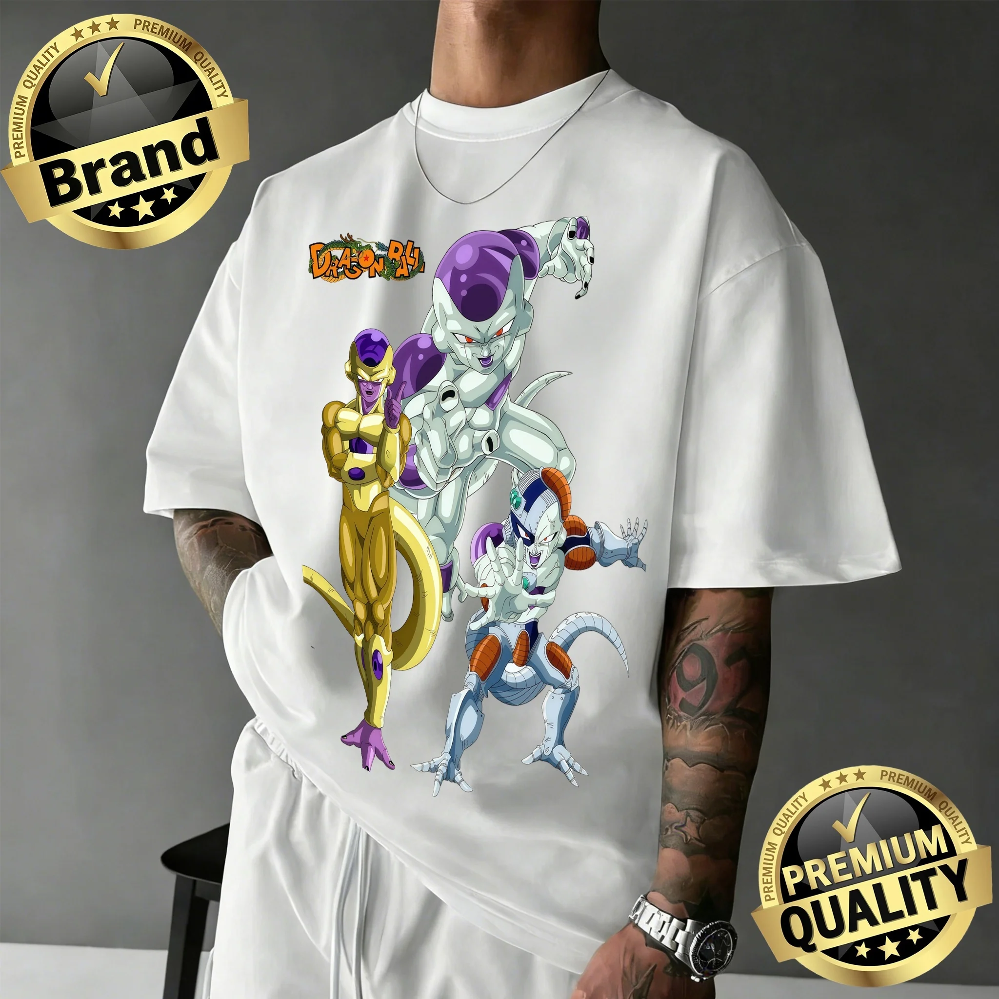 2026 Neuerscheinung Dragon Ball Baumwoll-T-Shirt Unisex Oversized Vintage Frieza-Formen Grafik-Tee Lässiger Loose-Fit Anime-Oberteil Y2k