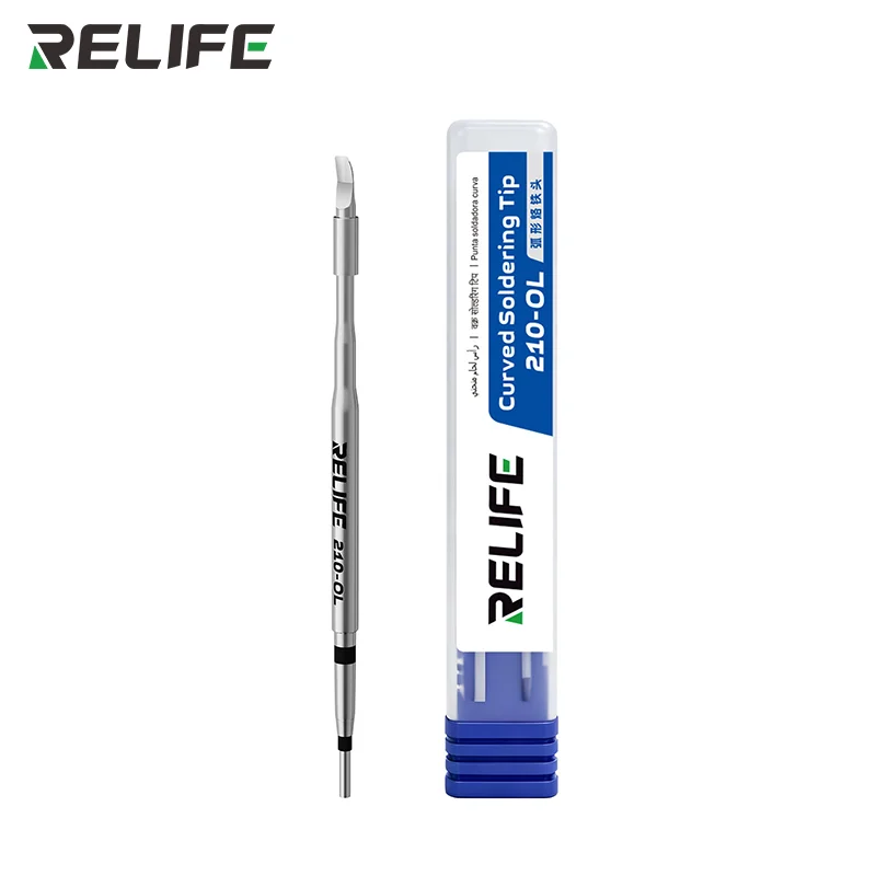 RELIFE 210‑OL Curved Drag‑Solder Soldering Iron Tip For FPC Flex Cable Fast Heating Solder for Phone Motherboard Repair Tools