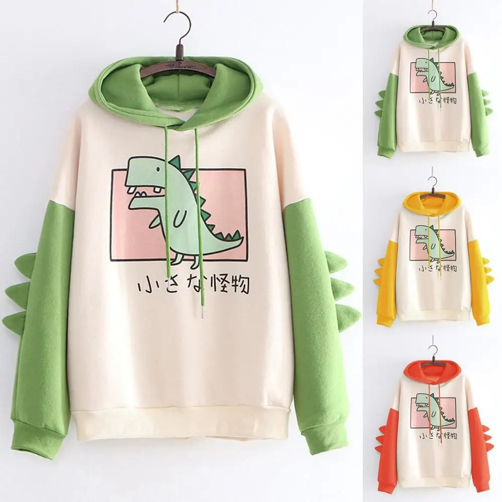 Dinosaur cartoon oversized hoodie women Fashion Women Sweatshirt Casual Print Korean style clothes for Sweatshirt Tops