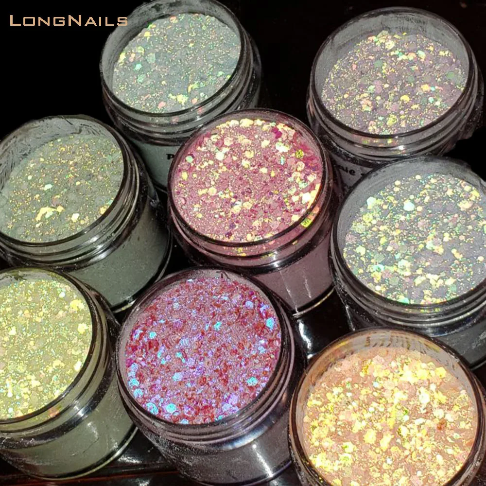 21 Fluorescent  Acrylic Powder Glitter 1fl.oz Extension Building Rainbow Holographic Monomer Tips Polychrome Acrylic Nail FOZ165