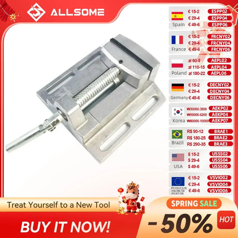 

ALLSOME BG-6258 Алюминиевый сверлильный станок Тиски Плоские плоскогубцы Мини-сверлильный патрон Многофункциональный инструмент Ручной зажим HT2836