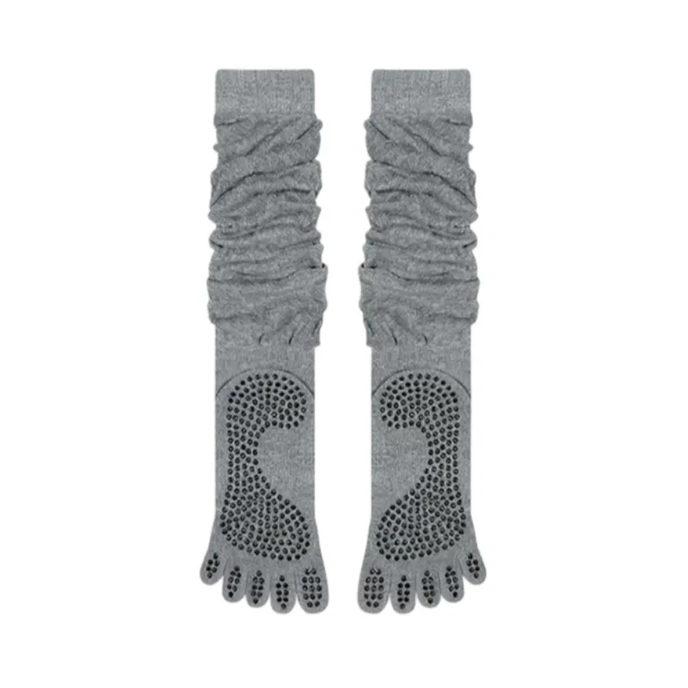 Comfortable Cotton Five Finger Yoga Socks Split Toe Breathable Over Knee Socks Non-Slip Grips Pilates Socks Ladies