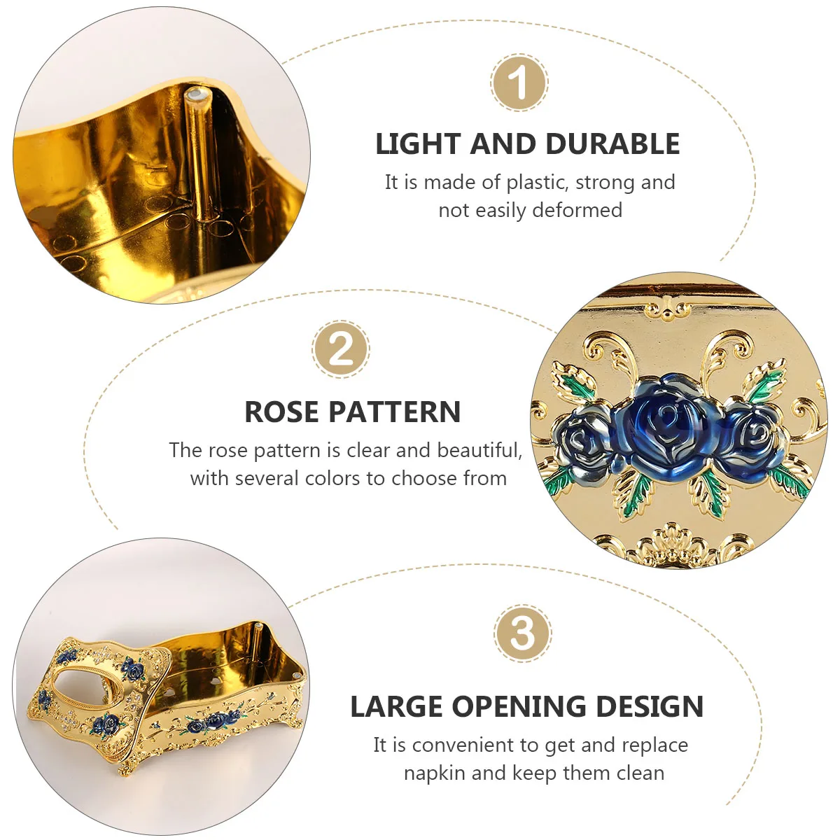 

European Style Tissue Box Vintage Decor Retro Paper Holder for Bathroom Car Napkin Rose Patterned Case
