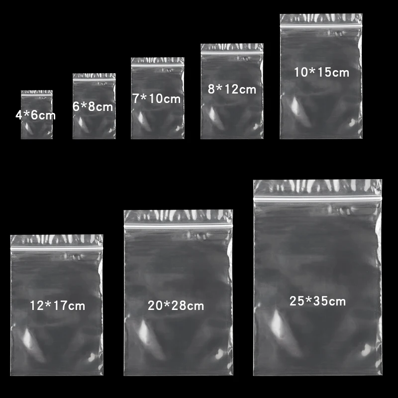 20-100pcs/lot 4x6/5x7/6x8/8x12/10x15cm Zipped Lock Reclosable Plastic Clear Bags Bulk Jewelry Crafts Accessories Packaging