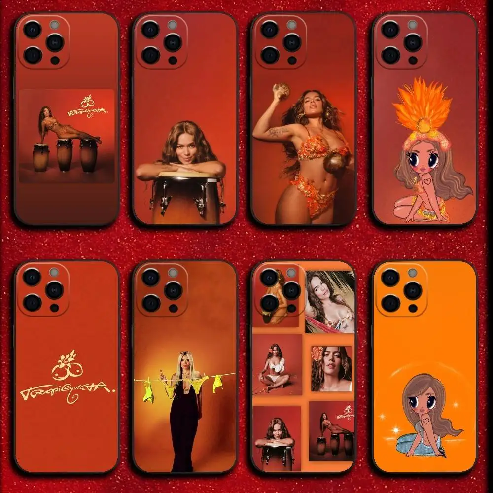 

Singer K-Karol G Tropicoqueta Phone Case For iPhone 16,15,14,13,12,11,Pro,XS,Max,XR,Plus,E,SE4,Mini Shockproof Black Cover