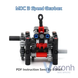 MOC High-tech Reinforced Compact 3 Speed Gearbox Model Set Building Blocks Compatible with Power Functions Kit Gear Bricks Toys