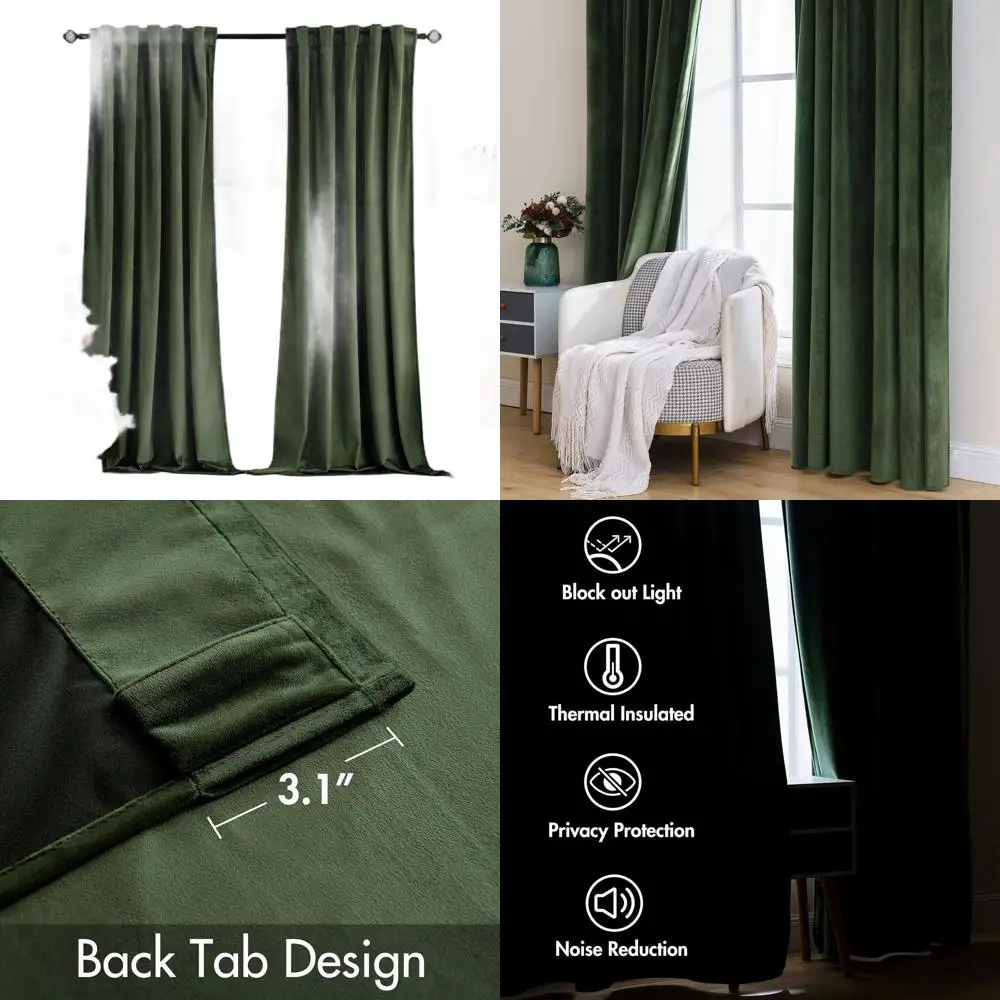 

Бархатные шторы длиной 108 дюймов, 2 панели - роскошные плотные шторы для спальни, гостиной, термоизолированные супермягкие окна